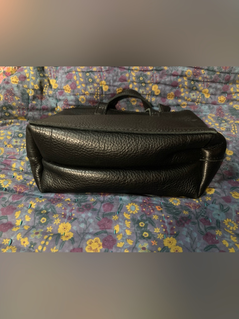 Portland Leather Pebbled Black Leather Crossbody Mini Tote - Picture 5 of 5